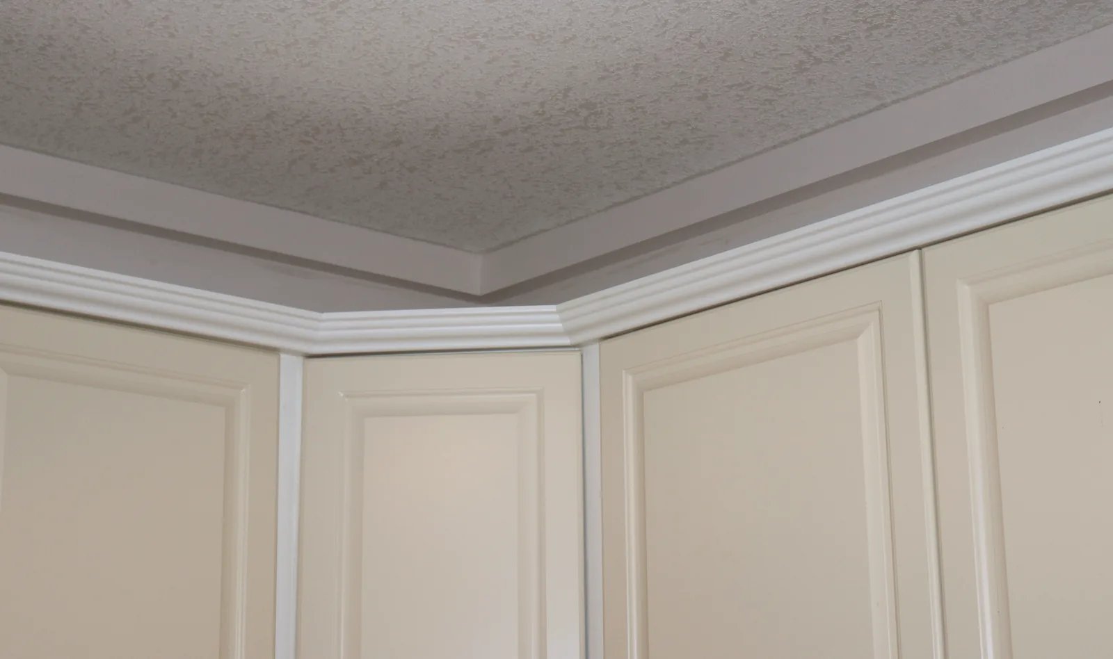 Track integrated with cabinet crown molding