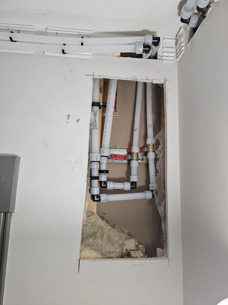 Plumbing Track connection and access detail during installation